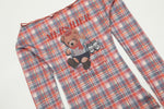 Retro cute plaid long sleeves