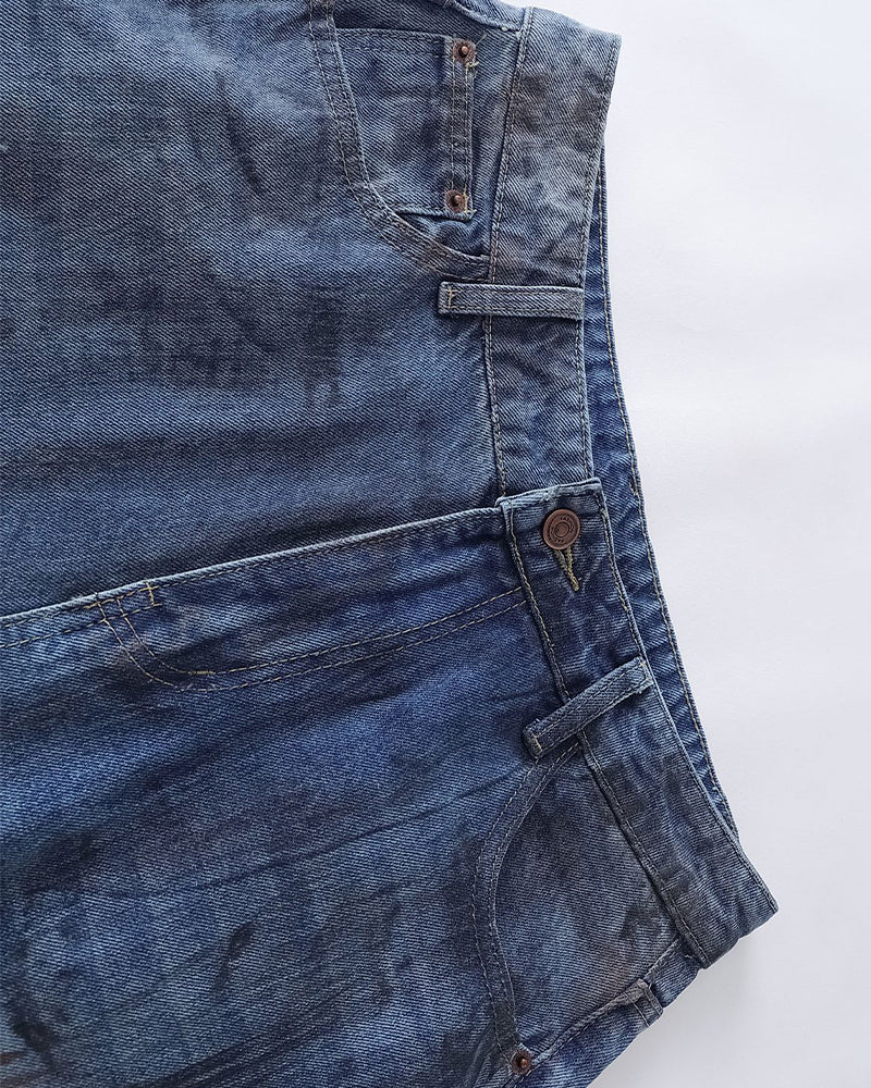 水洗牛仔直筒褲