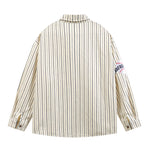 復古豎條紋撞色襯衫