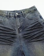 Distressed straight jeans