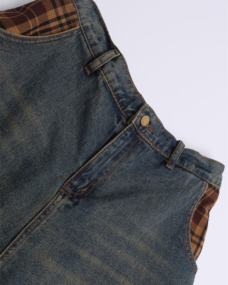 Lettering patchwork cropped trousers