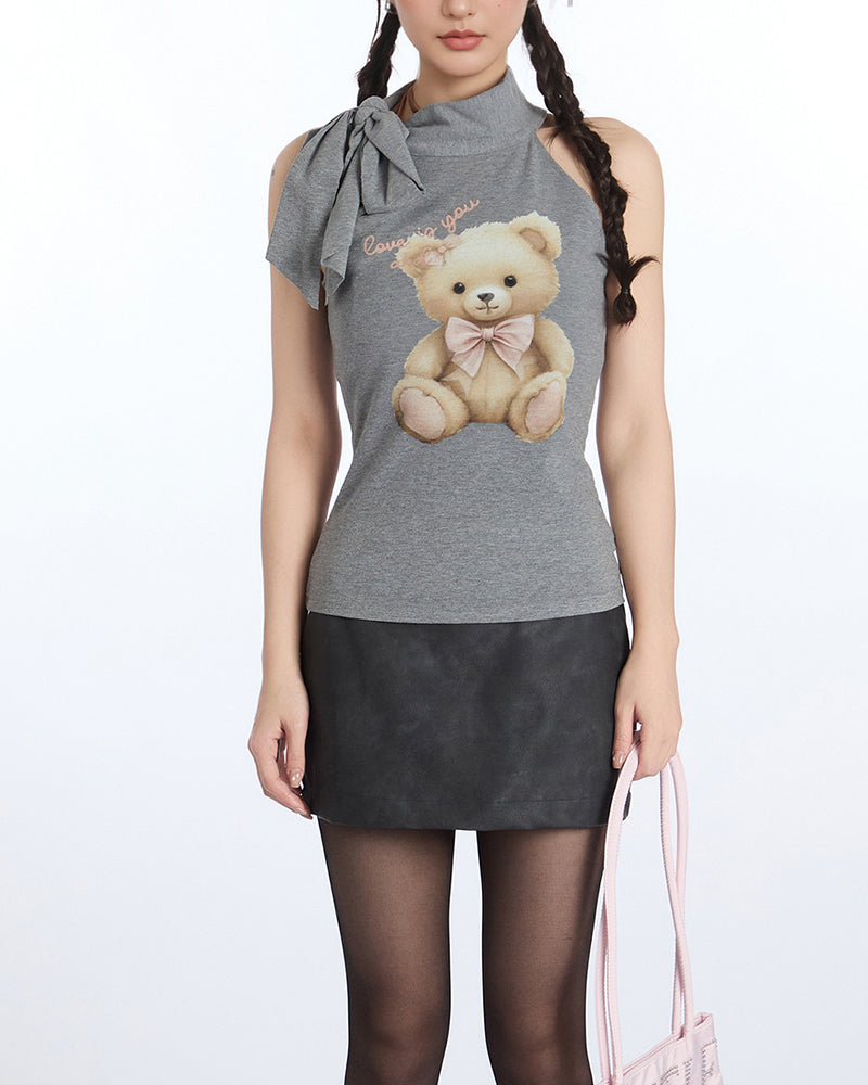 베어 홀터넥 민소매 탑