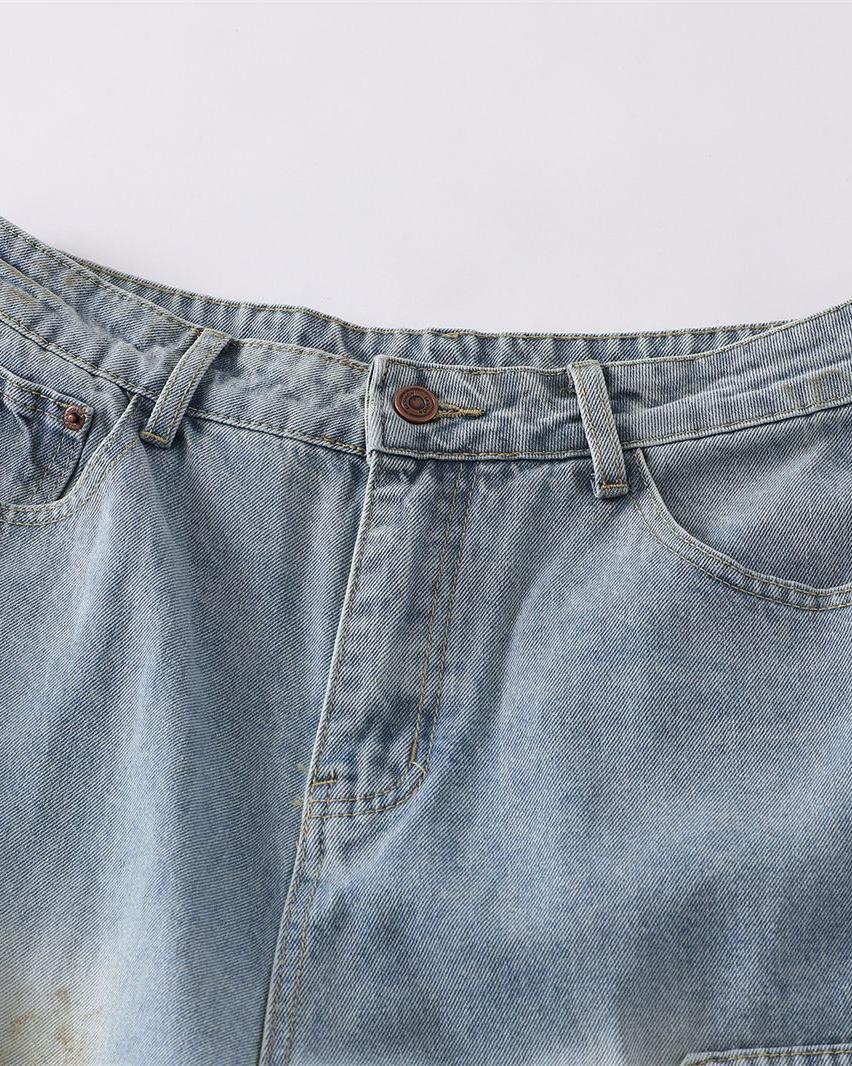 做舊破洞牛仔長褲