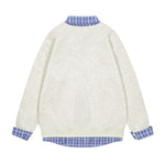 復古格子假兩件衛衣