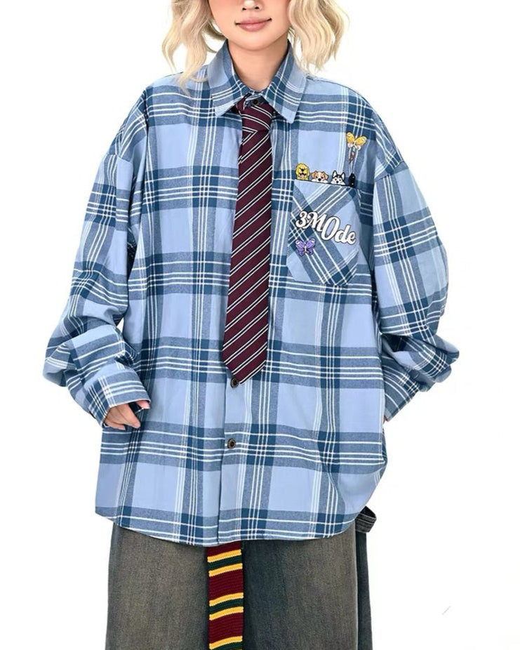 엿보는 강아지 긴팔 셔츠