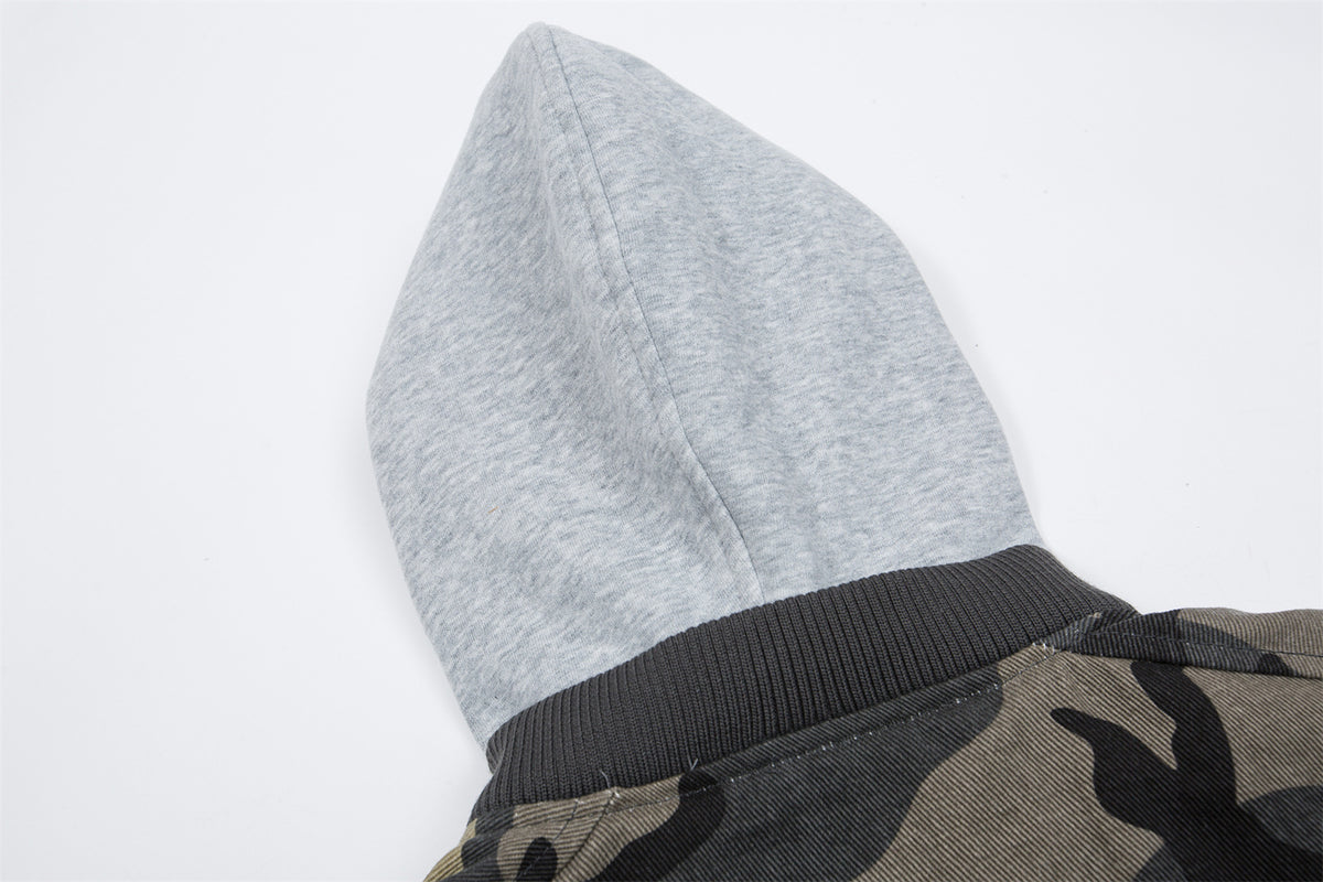 patchwork embroidered camouflage jacket