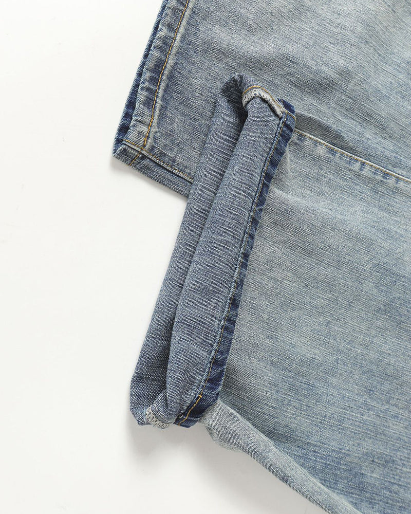 Loose-fitting washed denim jeans