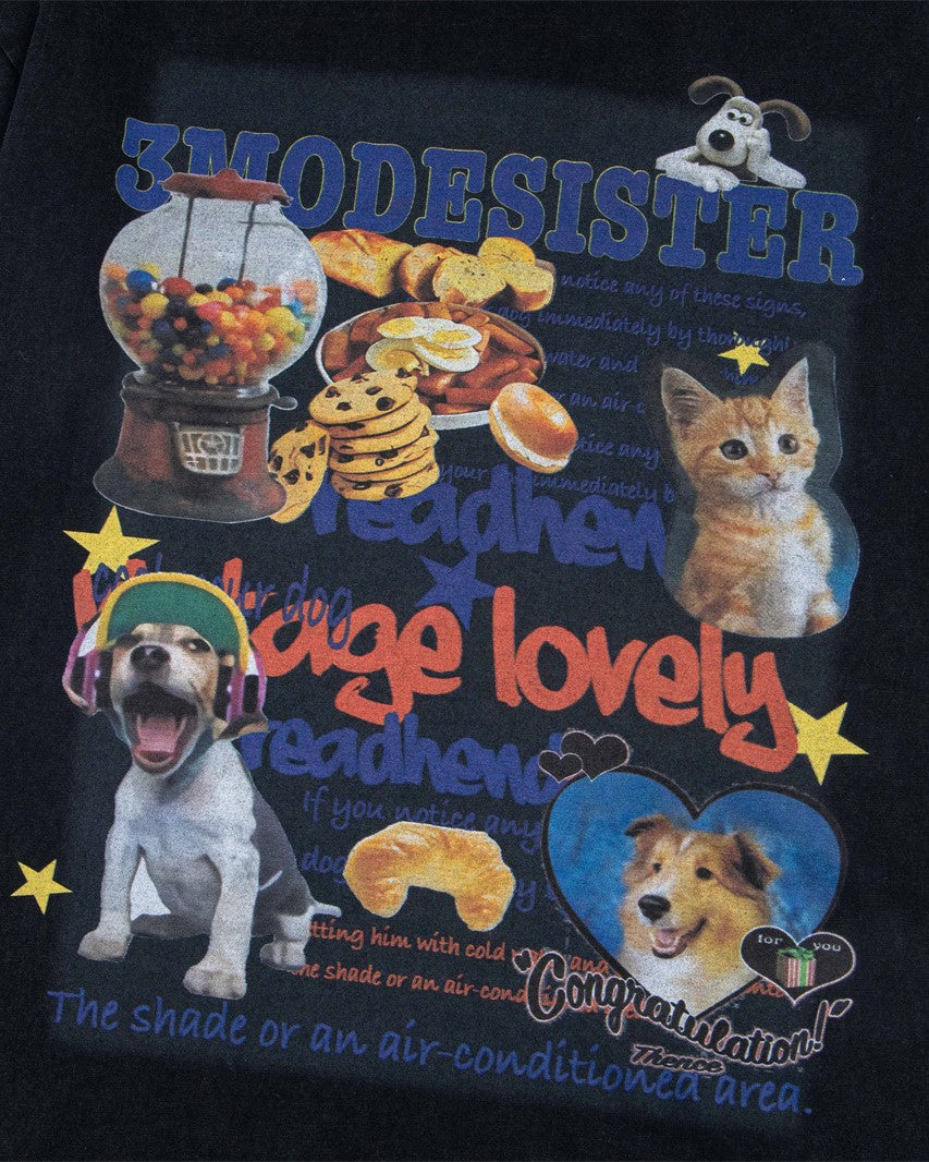 레트로 펀 프린트 반팔