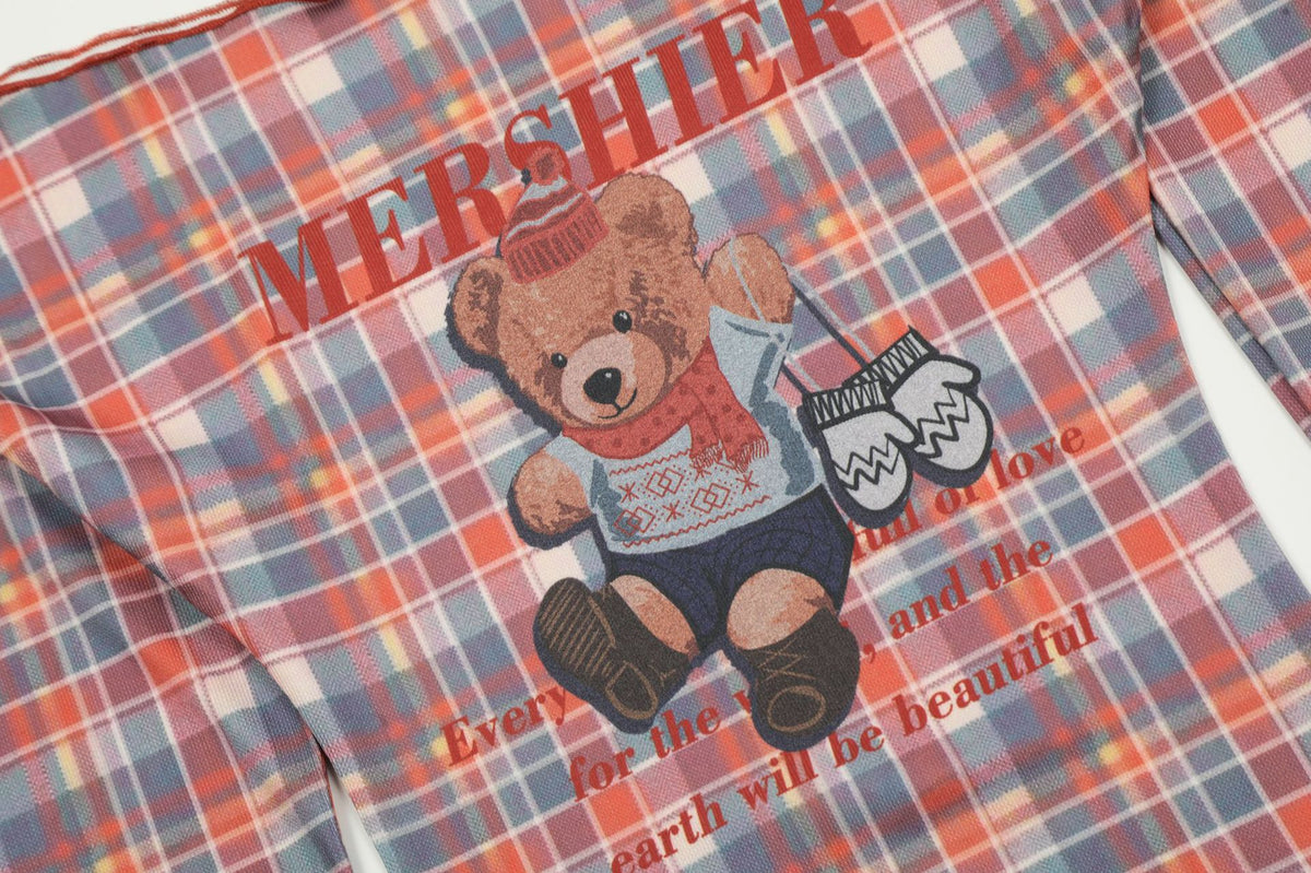 Retro cute plaid long sleeves