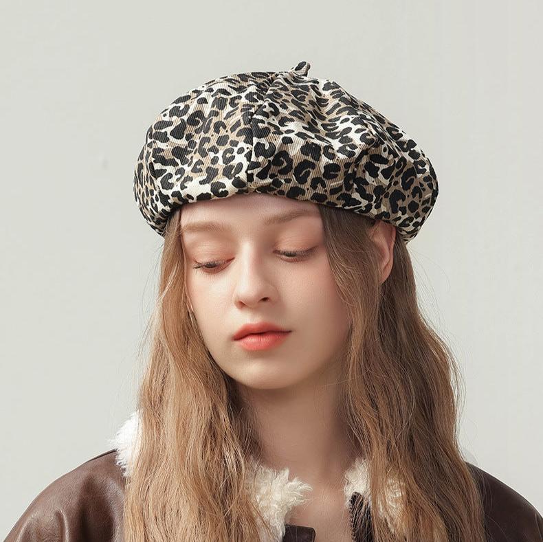 復古豹紋帽