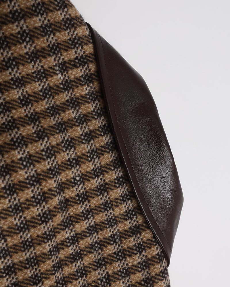 Retro color-blocked lapel coat