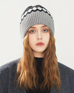 復古菱格拼色套頭帽