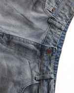 水洗破洞直筒牛仔褲