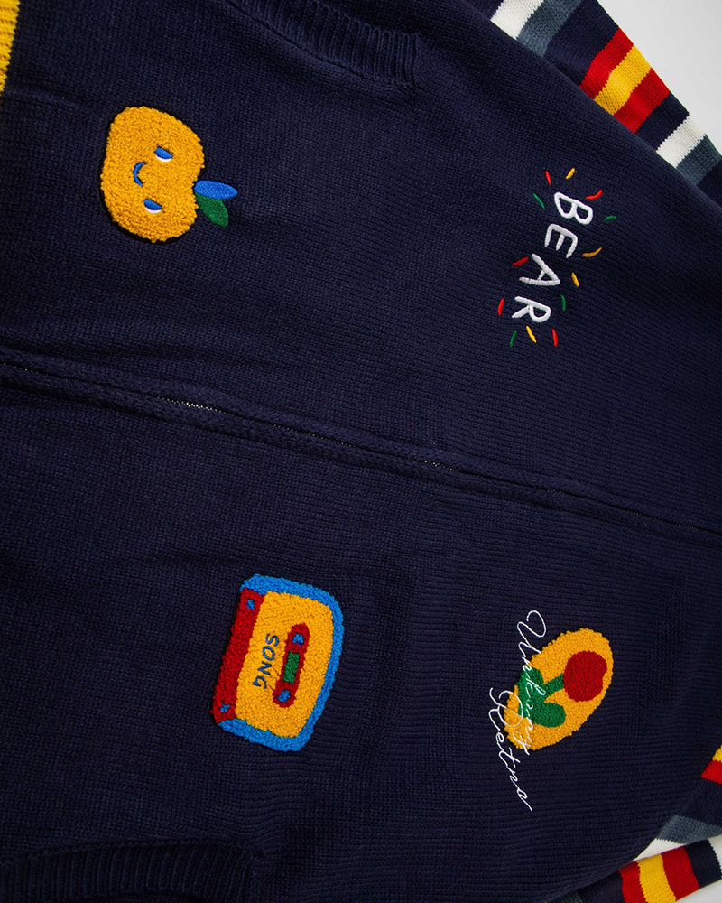 Contrast color panel sweater