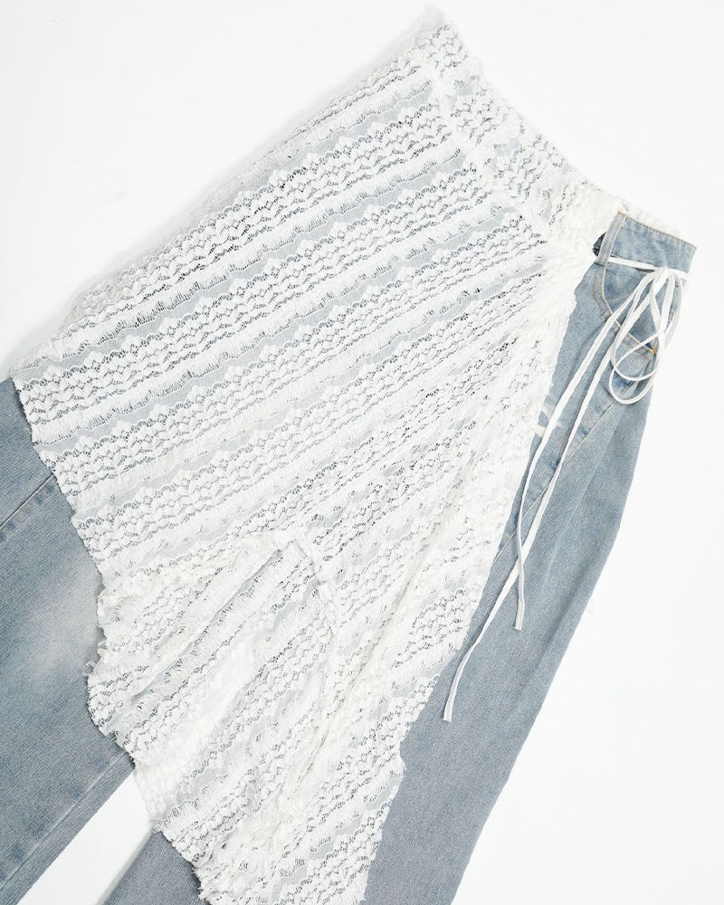 復古水洗牛仔長褲