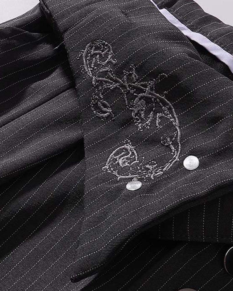 Embroidered striped trousers