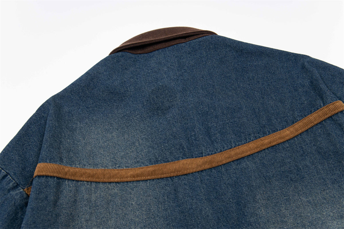 Retro contrast color cartoon short sleeve shirt