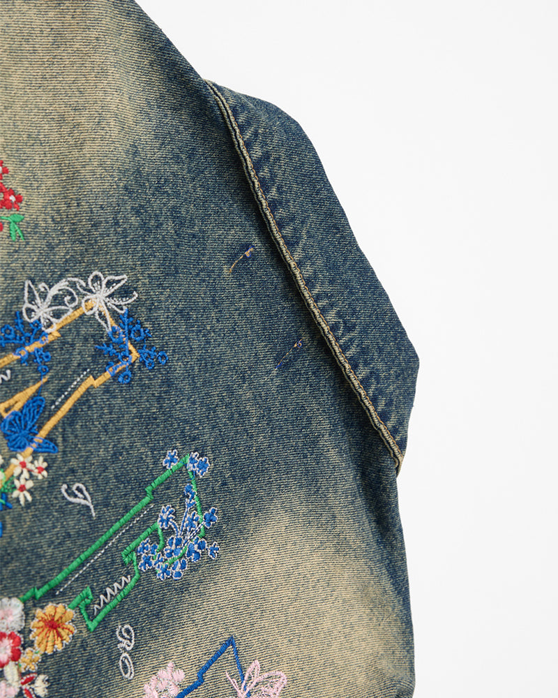 Washed Embroidered Casual Jacket