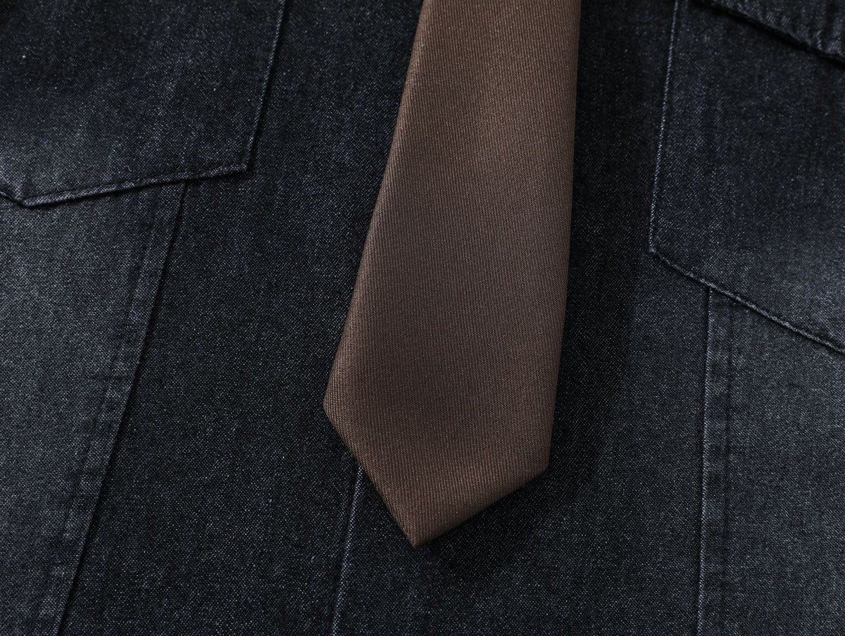 American retro gradient denim tie shirt