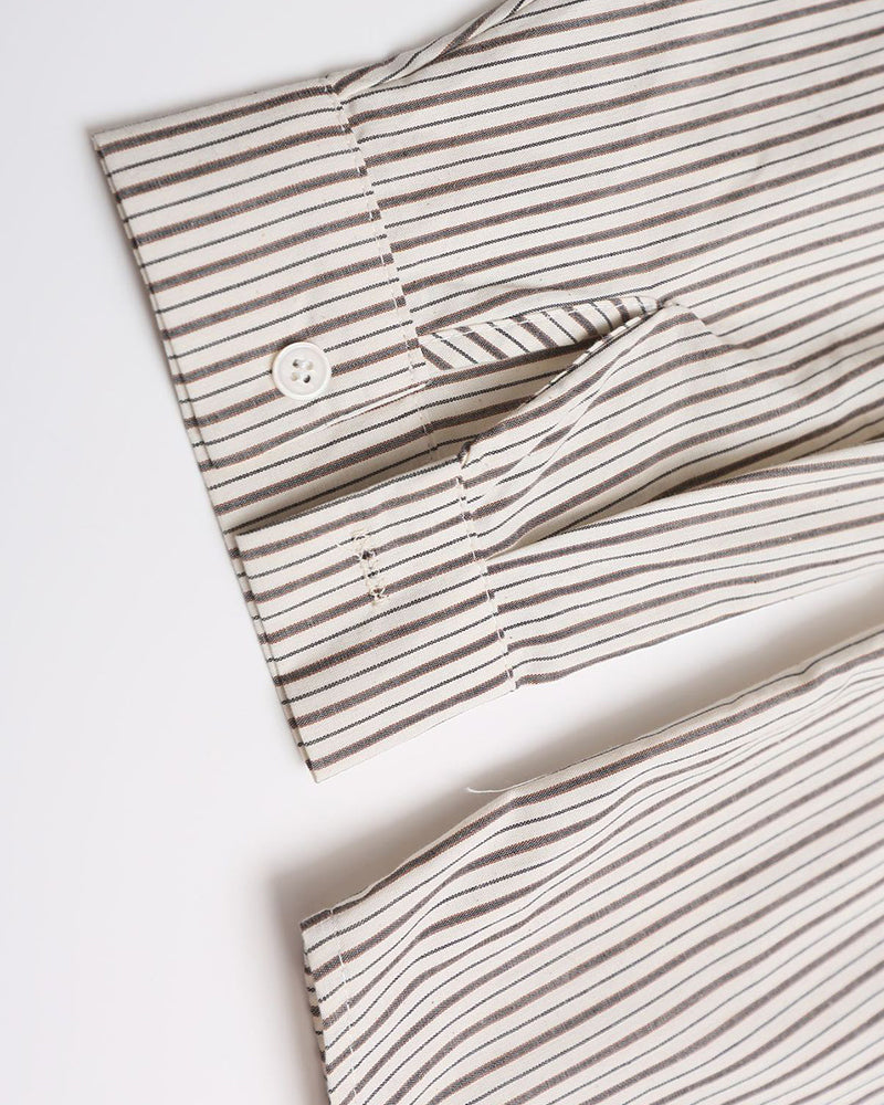 Fake two-piece cape striped long-sleeved shirt