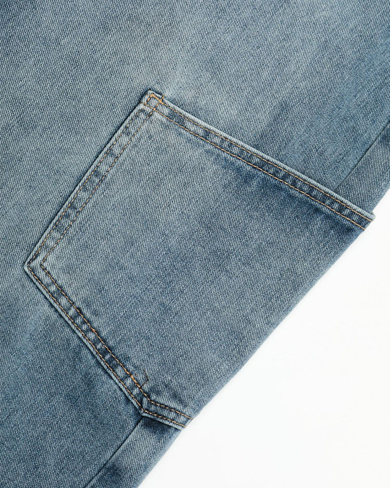 復古水洗牛仔長褲