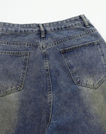 Distressed straight jeans