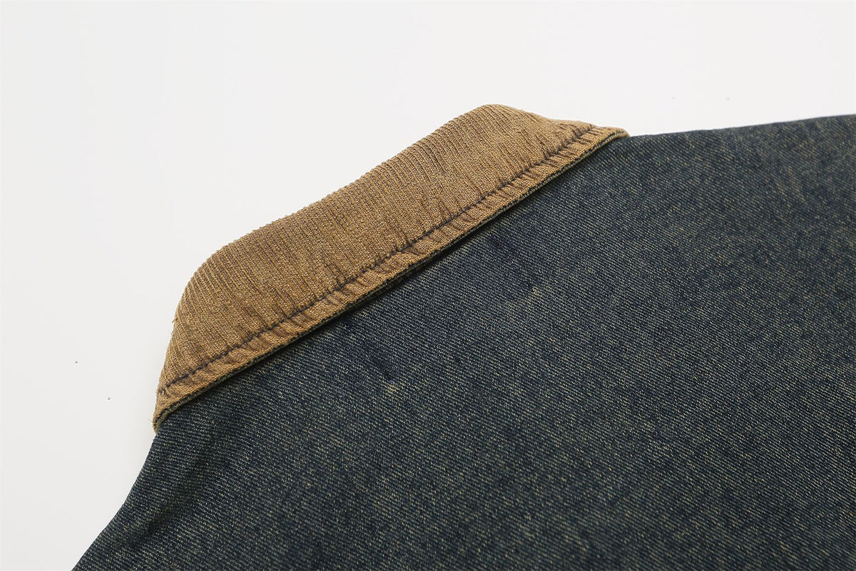 Retro washed distressed denim jacket