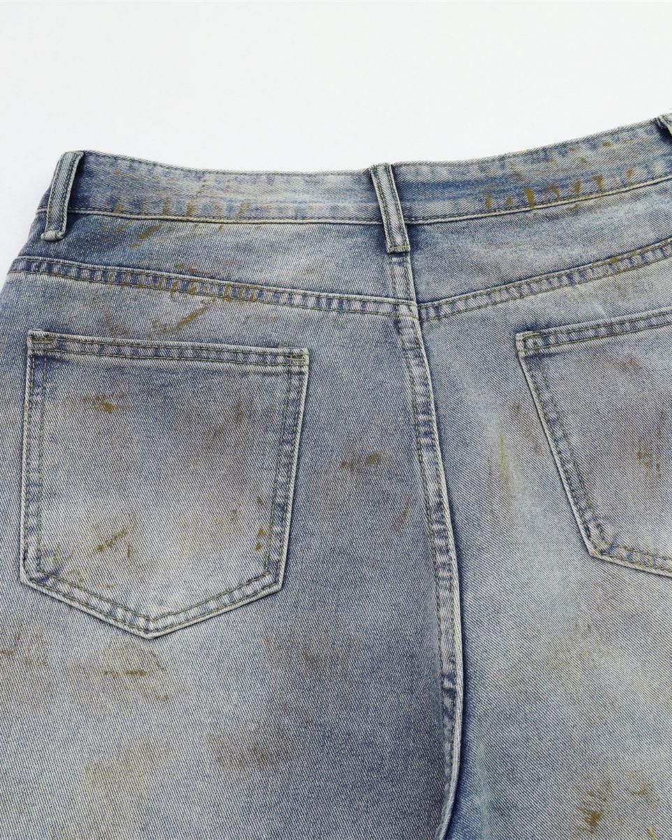 休閑直筒牛仔褲