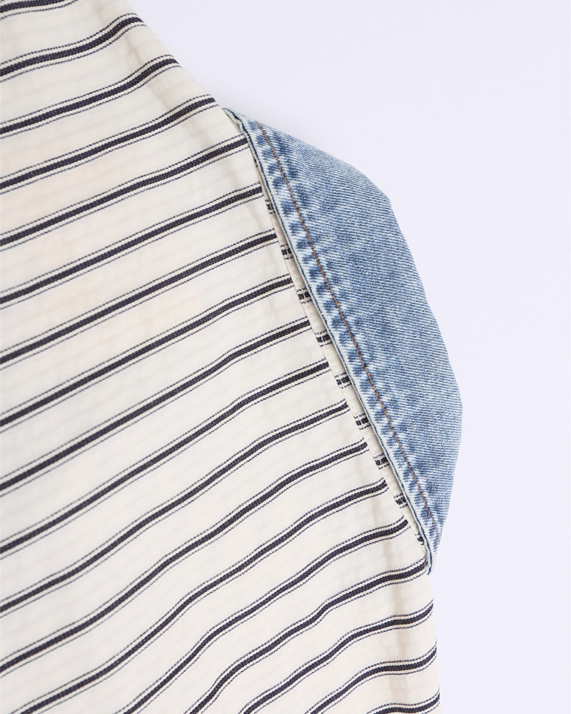 Lettering striped short-sleeved shirt