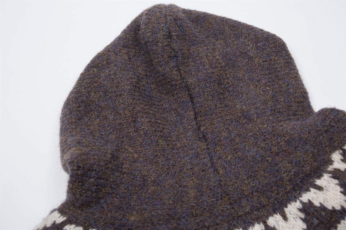 vintage horn button hooded cardigan