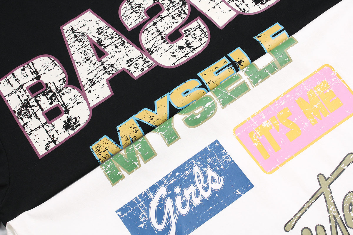 Vintage washed printed short sleeves