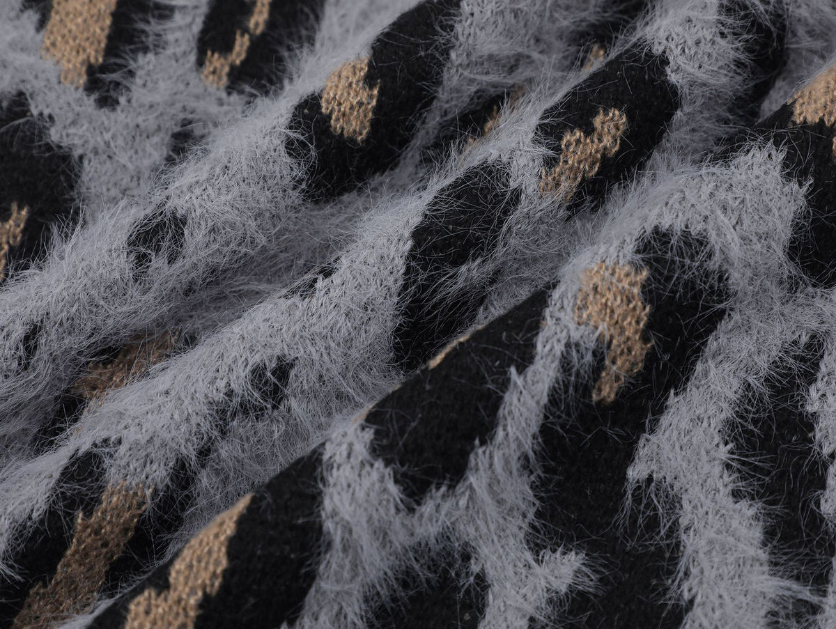 復古豹紋開衫毛衣