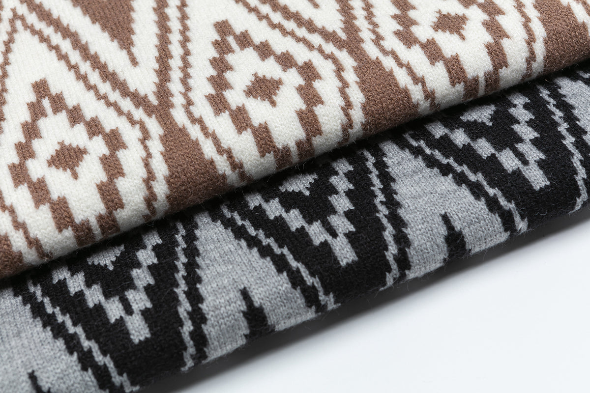 復古流蘇撞色圓領毛衣