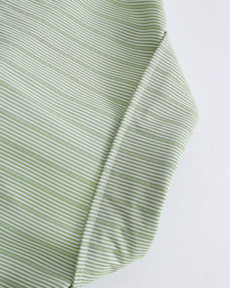 embroidered striped short-sleeved shirt