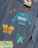 Retro fun denim long-sleeved shirt