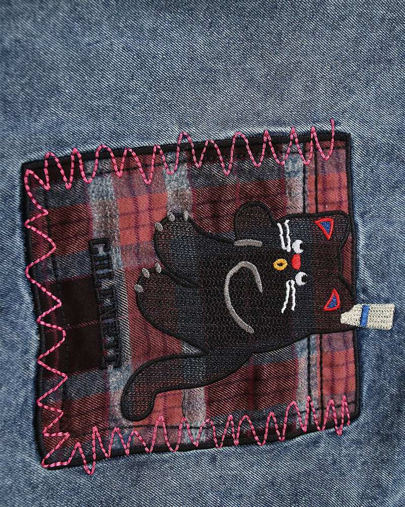 빈티지 패치워크 데님 재킷