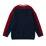 復古撞色長袖針織衫