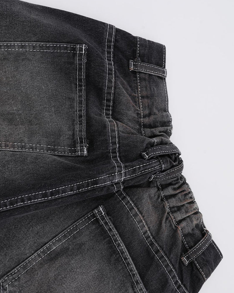 水洗直筒牛仔褲