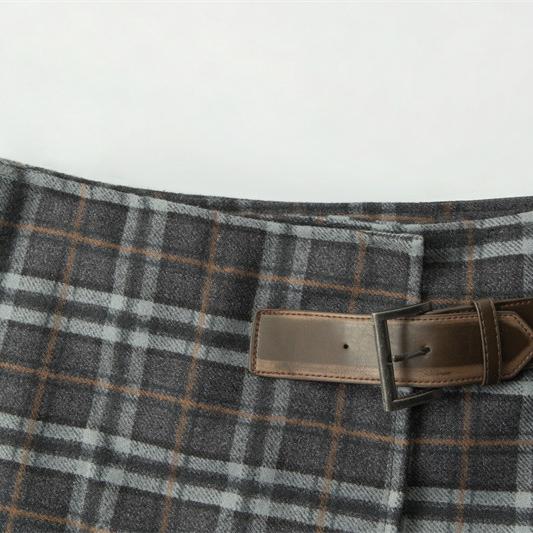 레트로 플레드 로우웨이스트 스커트