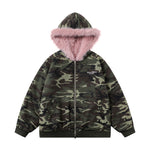 Retro reversible hooded cotton jacket