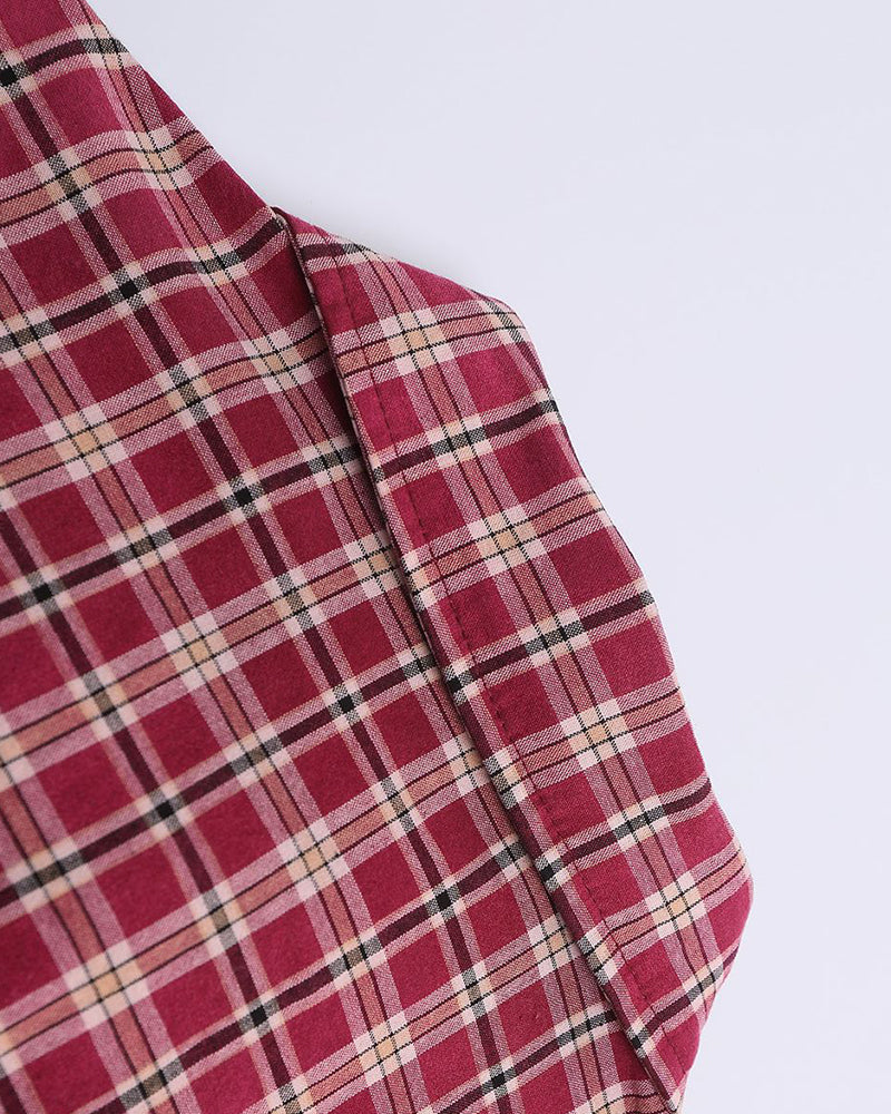 Gradient plaid short-sleeved shirt