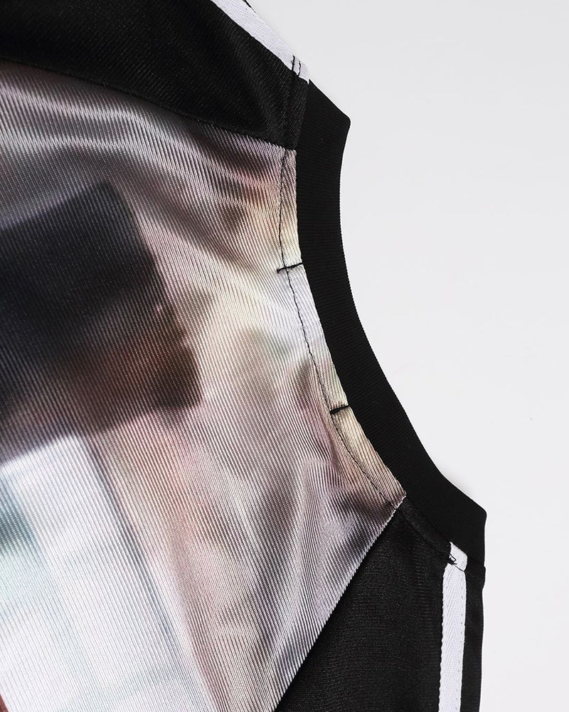 Retro contrasting color couple long sleeves