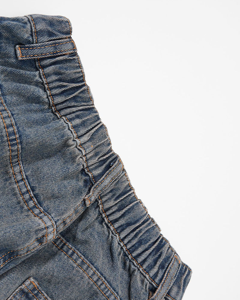 Distressed straight jeans