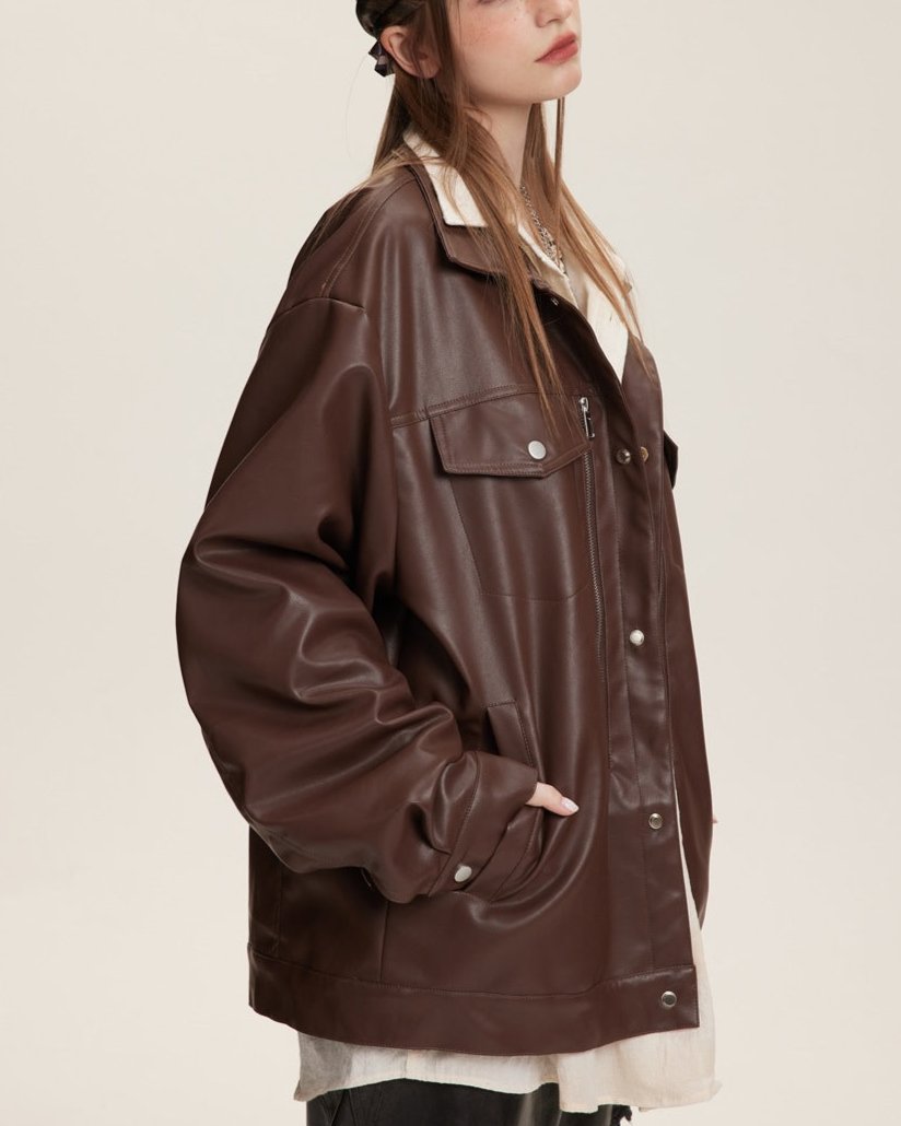 Retro motorcycle leather jacket