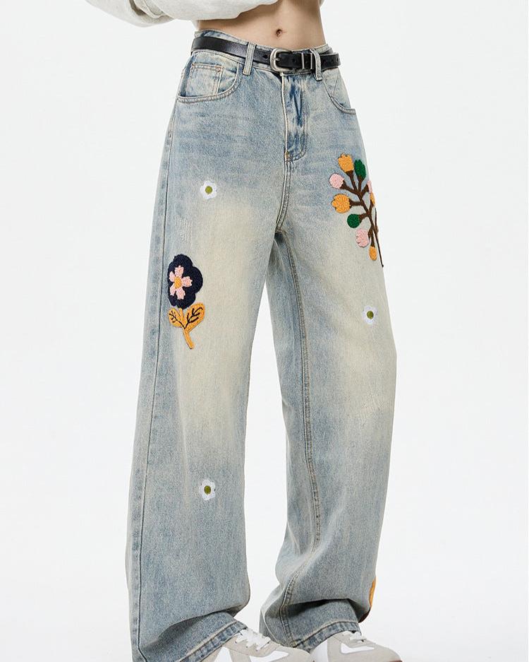 復古牛仔直筒長褲