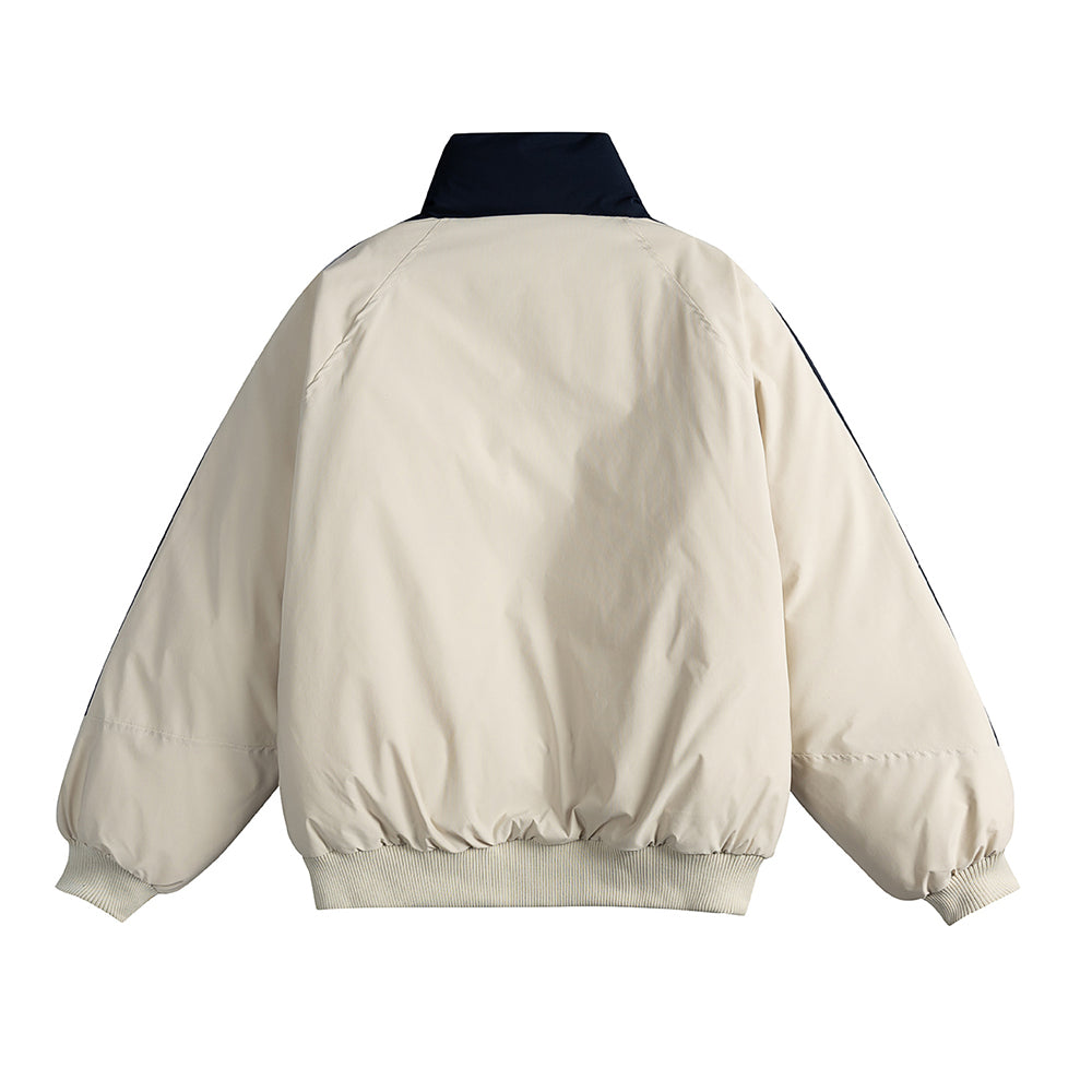 Color-blocked cotton-padded jacket