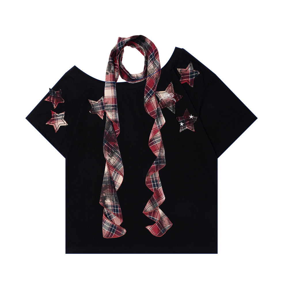 Retro off-shoulder short sleeves