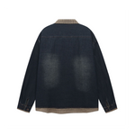 Spliced fake two-piece denim shirt
