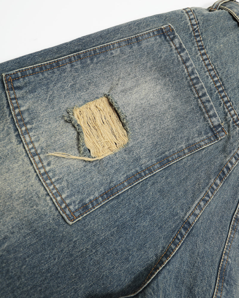 Vintage distressed denim cropped shorts