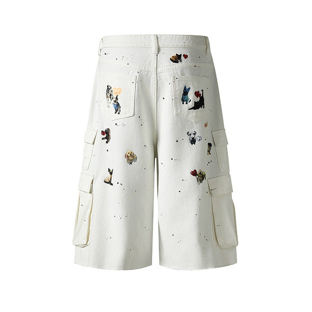 Distressed washed shorts